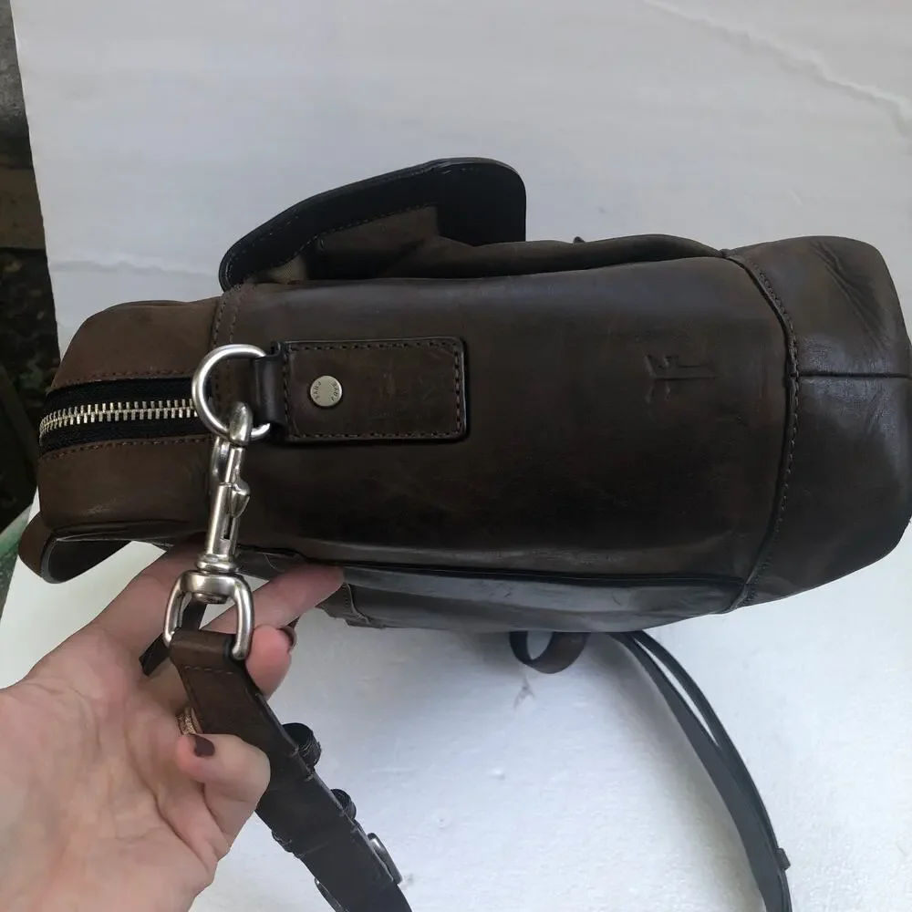 Frye Oliver Two-Handle Briefcase Messenger Bag Brown Leather